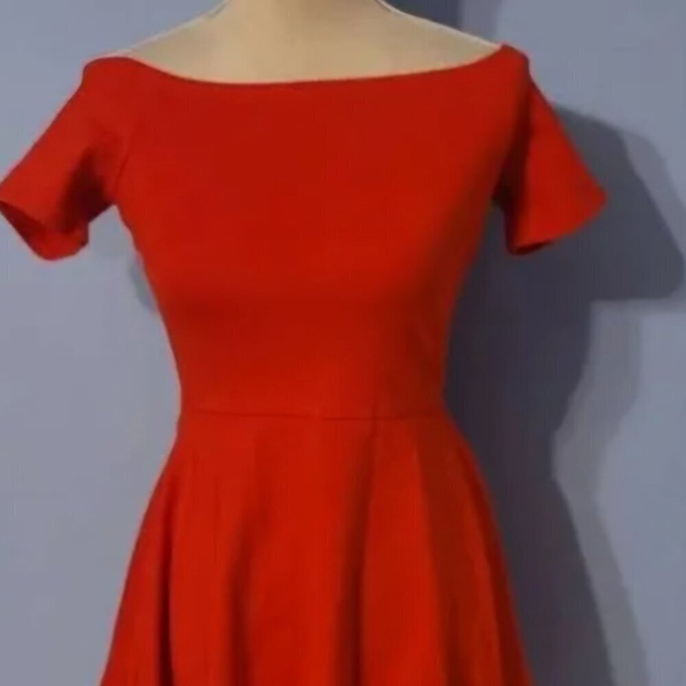 Red fit and flare Hi Lo Sexy stretch 1950s event Pin Up Rockabilly Dress XL